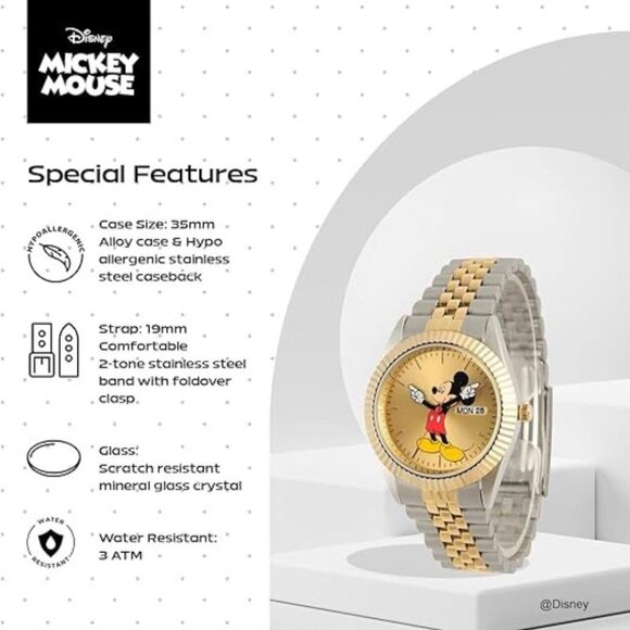 NWT - Disney Adult Classic Metal Bracelet Analog Quartz Watch - Picture 2 of 16